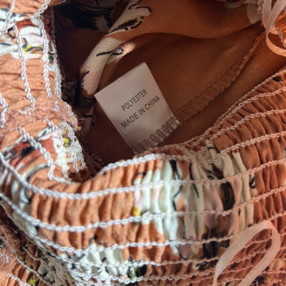 Hello Molly Smocked  Strapless Satin Floral Romper Playsuit - Picture 7 of 8